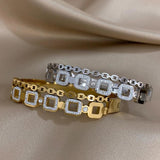 Crystal Zircon Charm Stainless Steel Bangles for Women