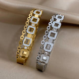 Crystal Zircon Charm Stainless Steel Bangles for Women
