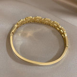 Crystal Zircon Charm Stainless Steel Bangles for Women