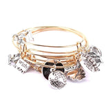 5pcs Bangle Set 4 Colors Bracelets for Women Girls Mixed Styles Expandable C036