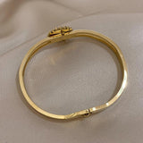 Green Stone Shell Flower Stainless Steel Bangles Bracelets for Women