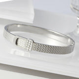 Crystal Cuff Charm Bangles Stainless Steel Belt Wedding Party Jewelry