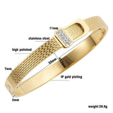 Crystal Cuff Charm Bangles Stainless Steel Belt Wedding Party Jewelry