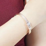 Crystal Cuff Charm Bangles Stainless Steel Belt Wedding Party Jewelry
