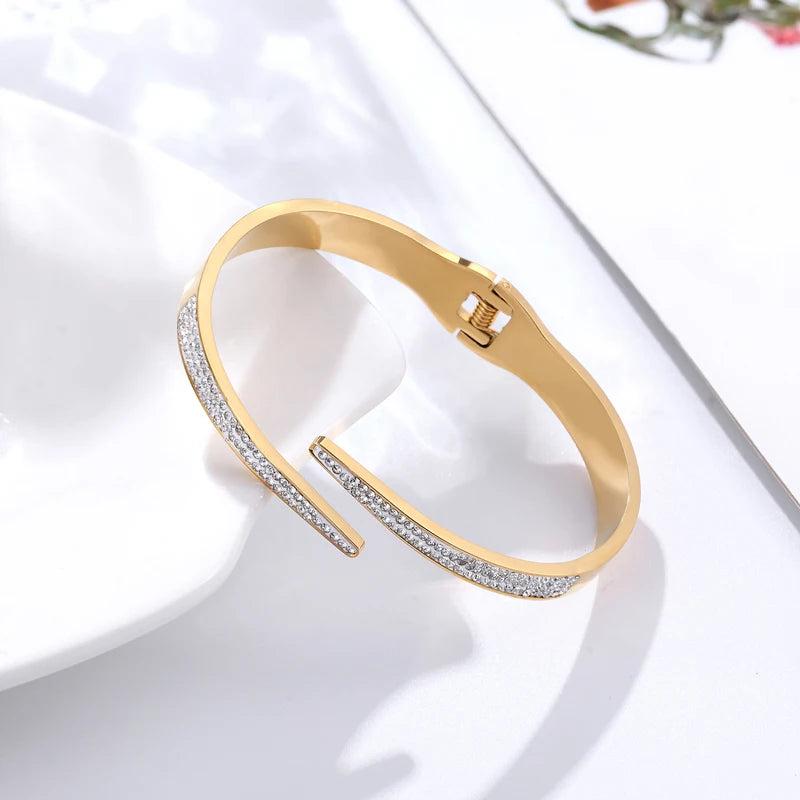 Classic Zircon Bangle Stainless Steel Love Jewelry Gift