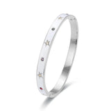 Stainless Steel Rose Circle Star Bangles Colorful Crystal Bracelets
