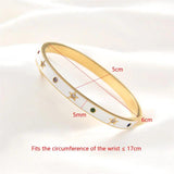 Stainless Steel Rose Circle Star Bangles Colorful Crystal Bracelets