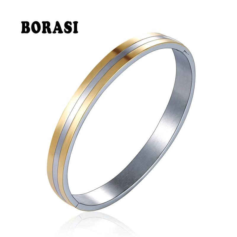 BOBASI Couple Cuff Bracelet Double Layer Stainless Steel Unisex Bracelet