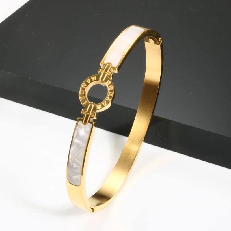 Shell Roman Numeral Bangles & Bracelets Plating Women Bangle For Bracelet