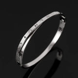 Roman Numerals Bangles Bracelets Cross Crystal Stainless Steel Bracelet