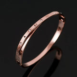Roman Numerals Bangles Bracelets Cross Crystal Stainless Steel Bracelet