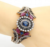 Sunspicems Vintage Bangle Cuff Bracelet for Women Resin Rhinestone