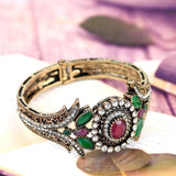Sunspicems Vintage Bangle Cuff Bracelet for Women Resin Rhinestone