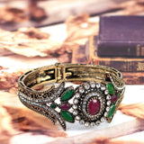 Sunspicems Vintage Bangle Cuff Bracelet for Women Resin Rhinestone