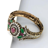 Sunspicems Vintage Bangle Cuff Bracelet for Women Resin Rhinestone