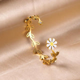 Daisy Cuff Bangles Plant Boho Bracelets For Ladies Fairy Girls