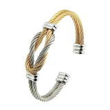 Stainless Steel Stripe Adjustable Cuff Bracelet - Women's Jewelry Gift
