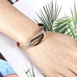 Stainless Steel Stripe Adjustable Cuff Bracelet - Women's Jewelry Gift