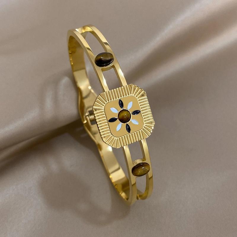 Stylish Stone Enamel Stainless Steel Bangles Bracelets for Women
