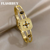 Stylish Stone Enamel Stainless Steel Bangles Bracelets for Women