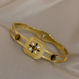 Stylish Stone Enamel Stainless Steel Bangles Bracelets for Women