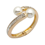 Rhinestone Pearl Cuff Bracelet Charm Bangle for Women