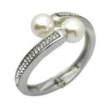 Rhinestone Pearl Cuff Bracelet Charm Bangle for Women