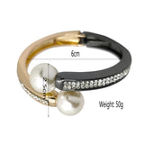 Rhinestone Pearl Cuff Bracelet Charm Bangle for Women