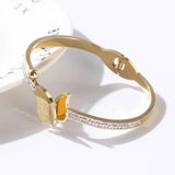 Butterfly Crystal Stainless Steel Bangles Bracelets For Women Girls