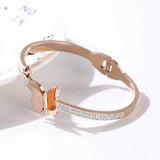 Butterfly Crystal Stainless Steel Bangles Bracelets For Women Girls