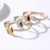 Butterfly Crystal Stainless Steel Bangles Bracelets For Women Girls