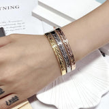 Leaf Stainless Steel Bracelets Bangles For Women Cuff Wristband Female Jewelry