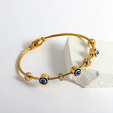 316L Stainless Steel Evil Eyes Bangle Bracelet Waterproof Plated Jewelry