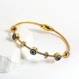 316L Stainless Steel Evil Eyes Bangle Bracelet Waterproof Plated Jewelry