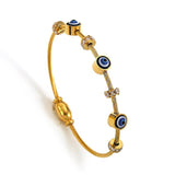 316L Stainless Steel Evil Eyes Bangle Bracelet Waterproof Plated Jewelry