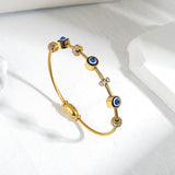 316L Stainless Steel Evil Eyes Bangle Bracelet Waterproof Plated Jewelry