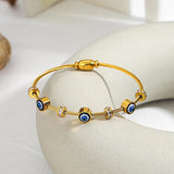 316L Stainless Steel Evil Eyes Bangle Bracelet Waterproof Plated Jewelry