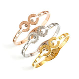 CZ Roman Letter Engraved Cuff Wristband Bracelet for Women
