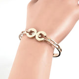 CZ Roman Letter Engraved Cuff Wristband Bracelet for Women