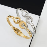 CZ Roman Letter Engraved Cuff Wristband Bracelet for Women