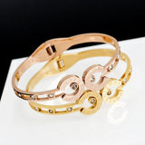 CZ Roman Letter Engraved Cuff Wristband Bracelet for Women
