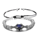Men Stainless Steel Beaded Bracelet Set Tiger Eye Stone Gift