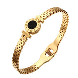 Vintage Stainless Steel Bangles Roman Numeral Cuff Bracelet