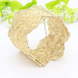 Sunspicems Arab Women Cuff Bracelet Armlet Wave Edge Big Bangle