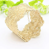 Sunspicems Arab Women Cuff Bracelet Armlet Wave Edge Big Bangle
