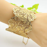 Sunspicems Arab Women Cuff Bracelet Armlet Wave Edge Big Bangle