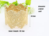 Sunspicems Arab Women Cuff Bracelet Armlet Wave Edge Big Bangle