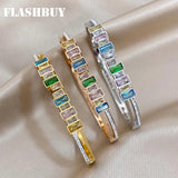 Multicolour Rhinestone Zircon Stainless Steel Bangles Bracelets for Women