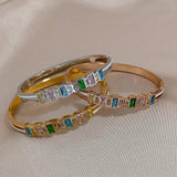 Multicolour Rhinestone Zircon Stainless Steel Bangles Bracelets for Women