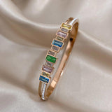 Multicolour Rhinestone Zircon Stainless Steel Bangles Bracelets for Women